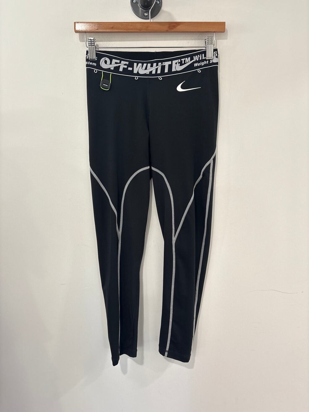 Nike x Off-White Logo Waistband Women's Moto Racer Tights Black / White Size S
